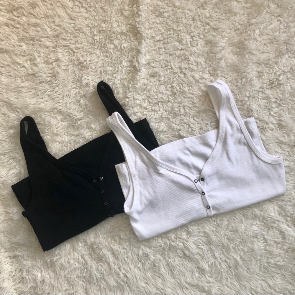 Two Abercrombie & Fitch Henley Tank Tops